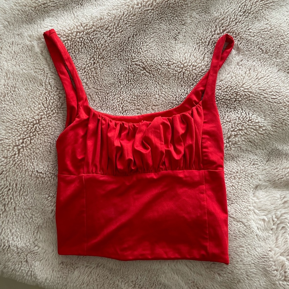 verge girl red tank with ruching detail